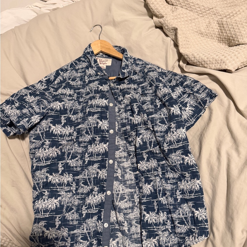 Original Penguin Navy Palm Print Men's Shirt